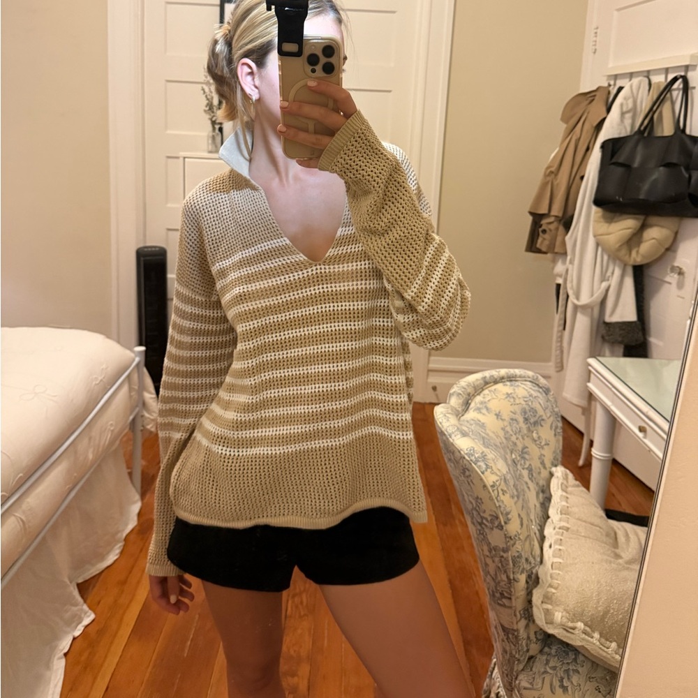 Beige Striped Women's Sweater GAP size large